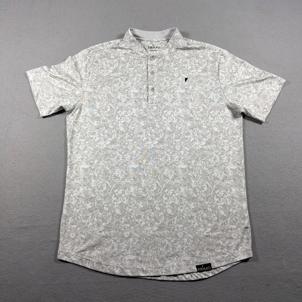 Primo Golf Blade Collar Polo Men Medium Slim Fit Gray Marble Print Golf Dadcore